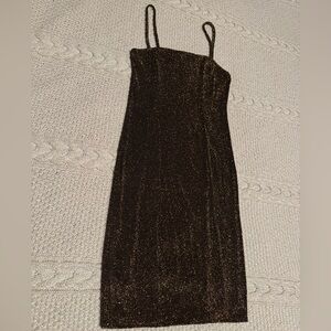 Forever 21 Strapless Glitter Dress - Black and Gold